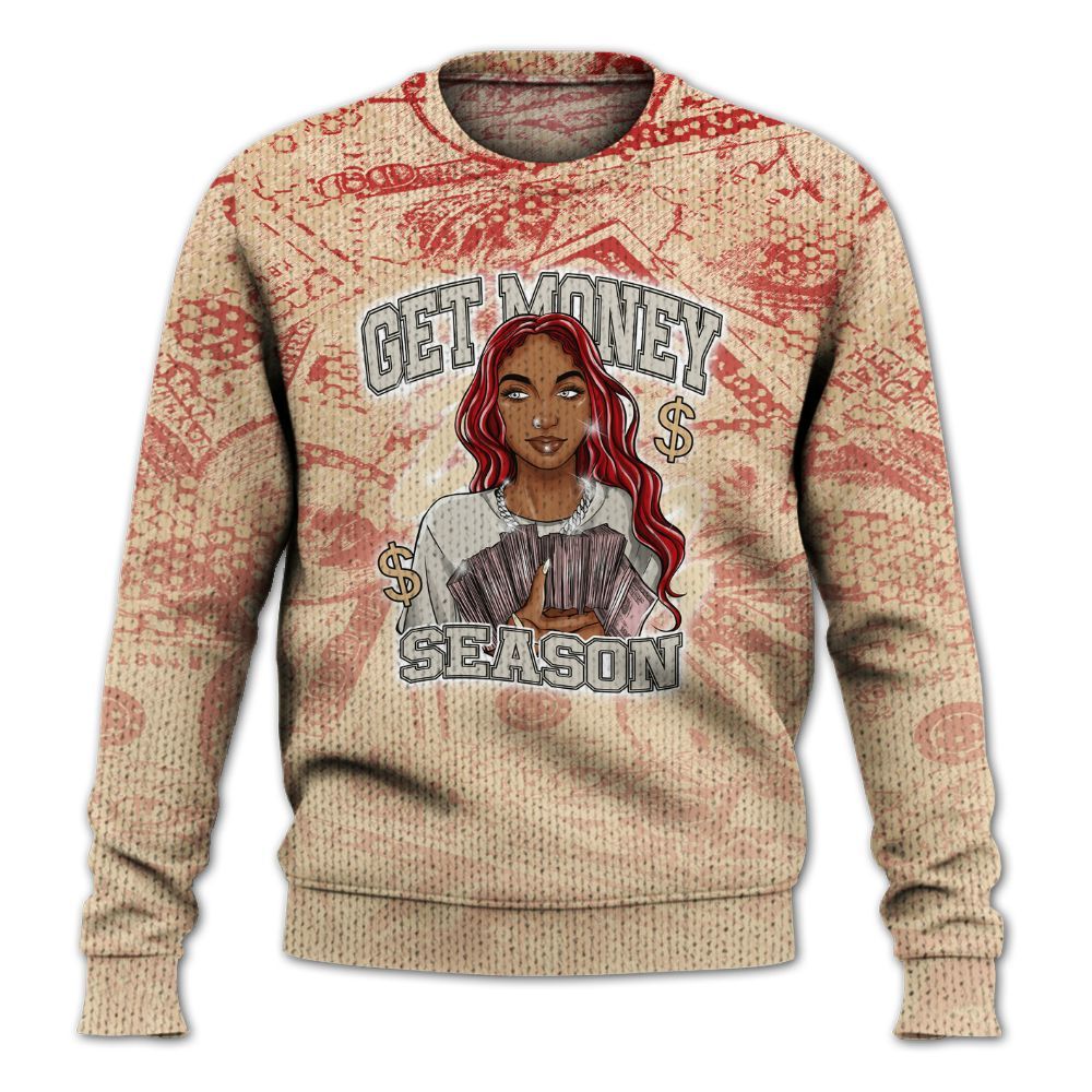 Knitted Sweater To Match Dunk Low Strawberry Waffle - Get Moneys Season Banknote