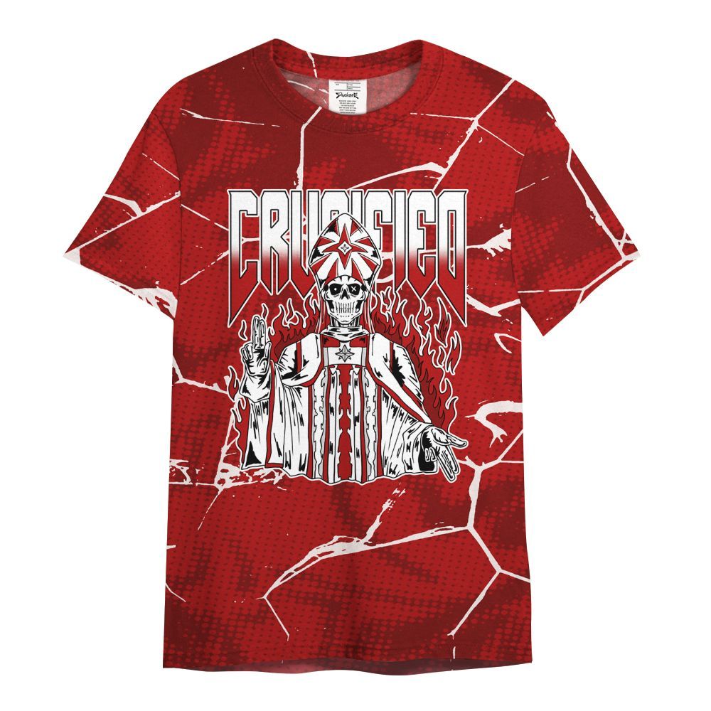 Shirt To Match Red Taxi 12s - Crucified Skeleton Crack All Over Print