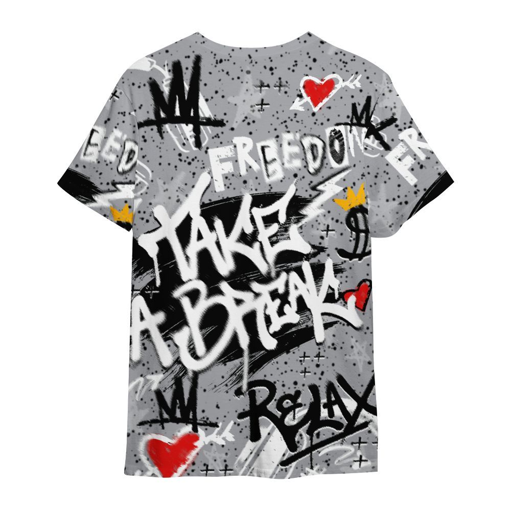 Shirt To Match White Cement 4s - Take Break Freedom Graffiti Streetwear All Over Print