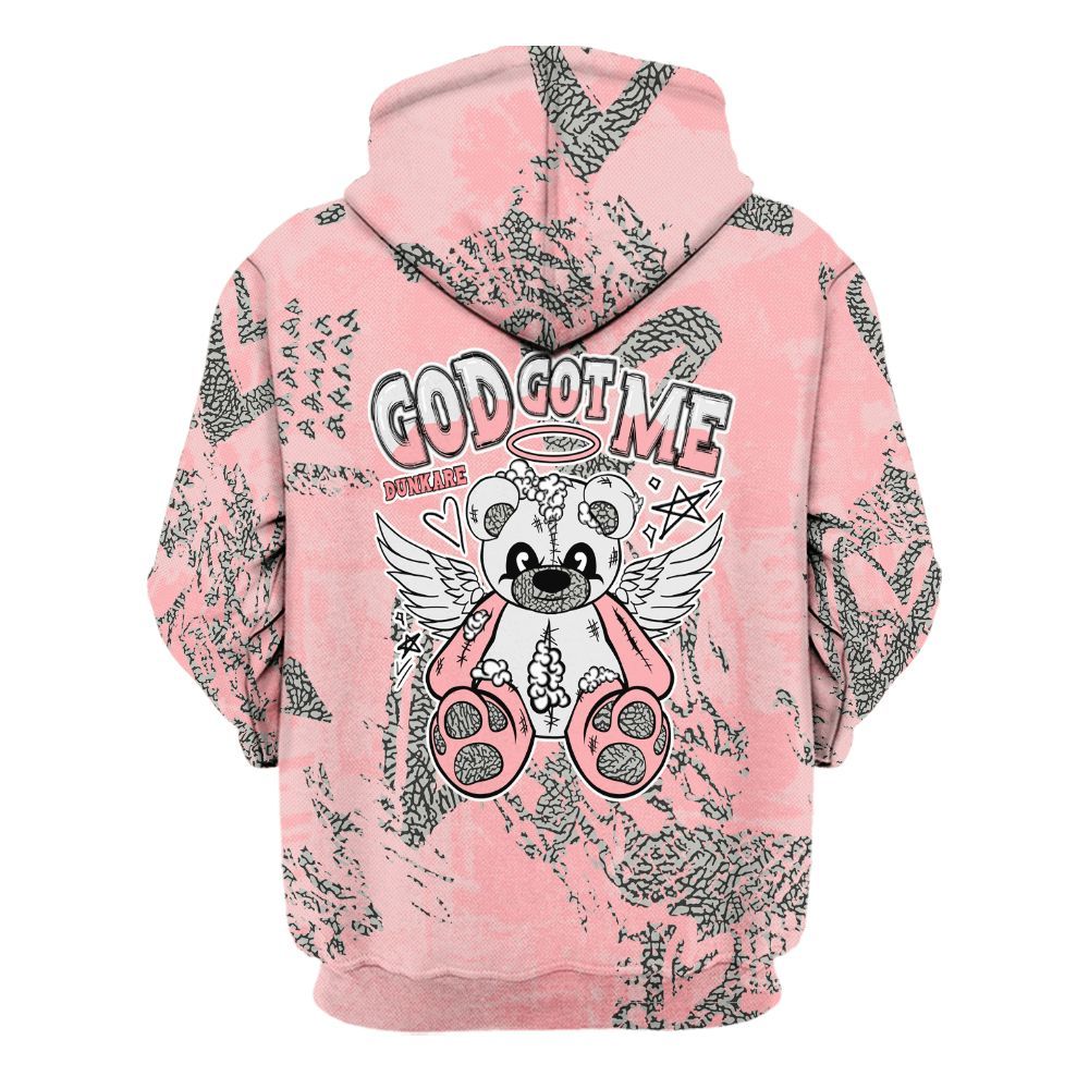 Hoodie To Match Retro Wings 3s - Gods Guides Me Bear Heart Grunge All Over Print