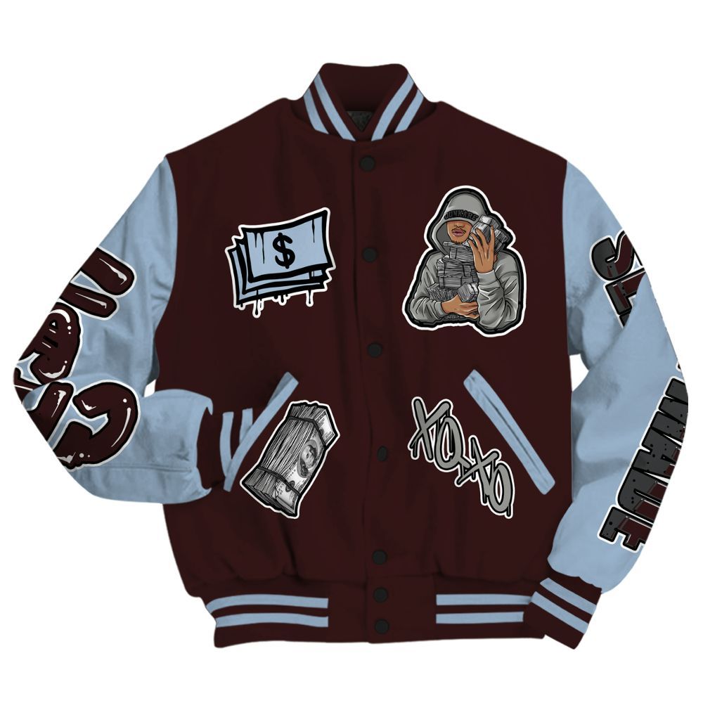 Varsity Jacket To Match Burgundy 5s - Selfmade Unique All Over Print