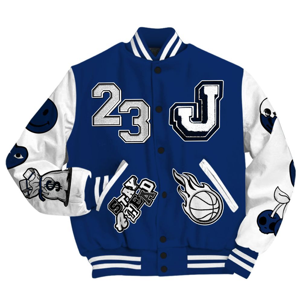 Varsity Jacket To Match High OG Deep Royal Blue 1s Shirt - Hustles Money Number 23 All Over Print