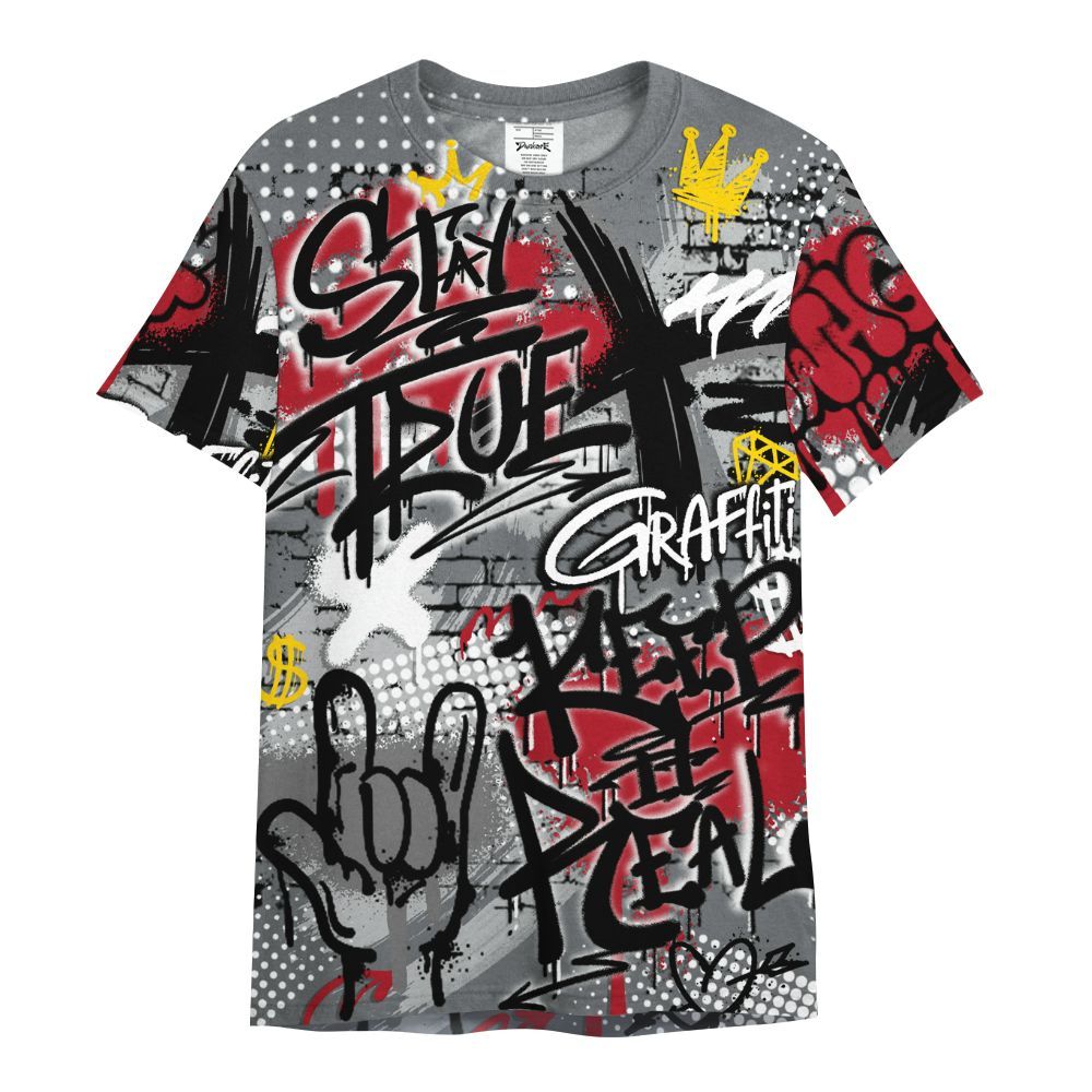 Shirt To Match Retro Fire Red 9s - True It Real Graffiti Streetwear All Over Print