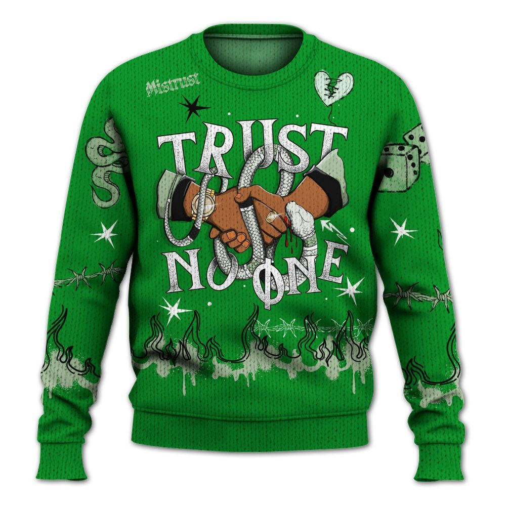 Sweater To Match Green Spark CJ1 T-Rex - Trust No One Snake-Bite Doodle Crayon Graphic