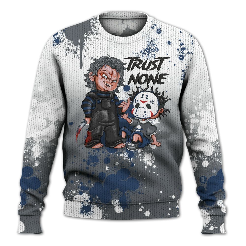 Sweater To Match Flint Grey 9s - Trust No One Scary Graphic
