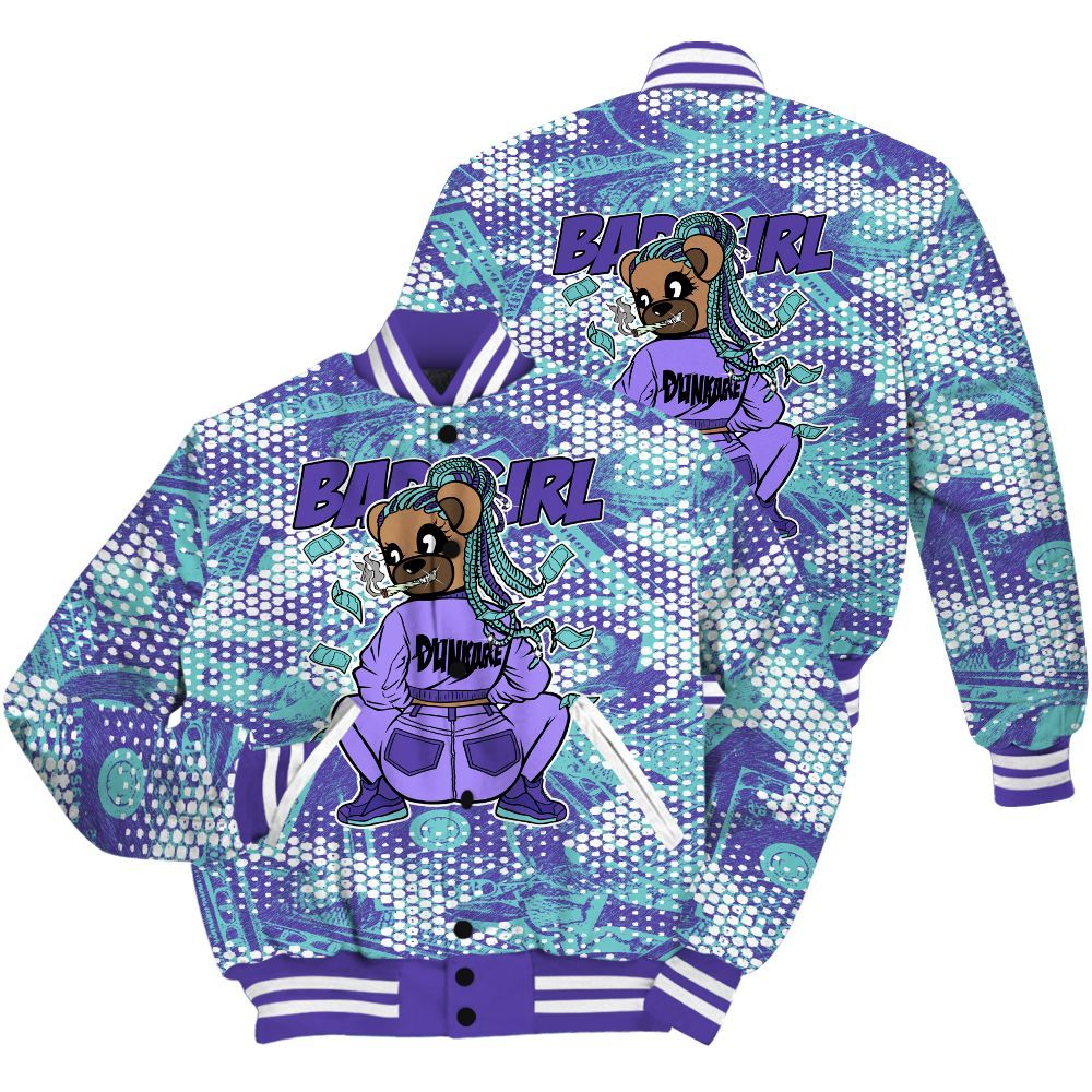 Varsity Jacket To Match Low Hornets 1s Shirt - Rebellious Girl Bear Banknotes Art All Over Print
