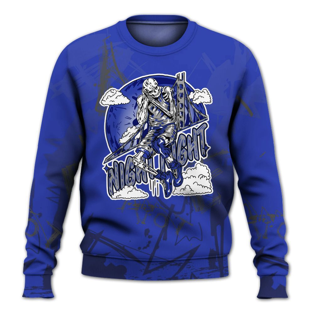 Sweatshirt To Match Air Max Plus Black Racer Blue - Seeya Skeleton Messyz All Over Print