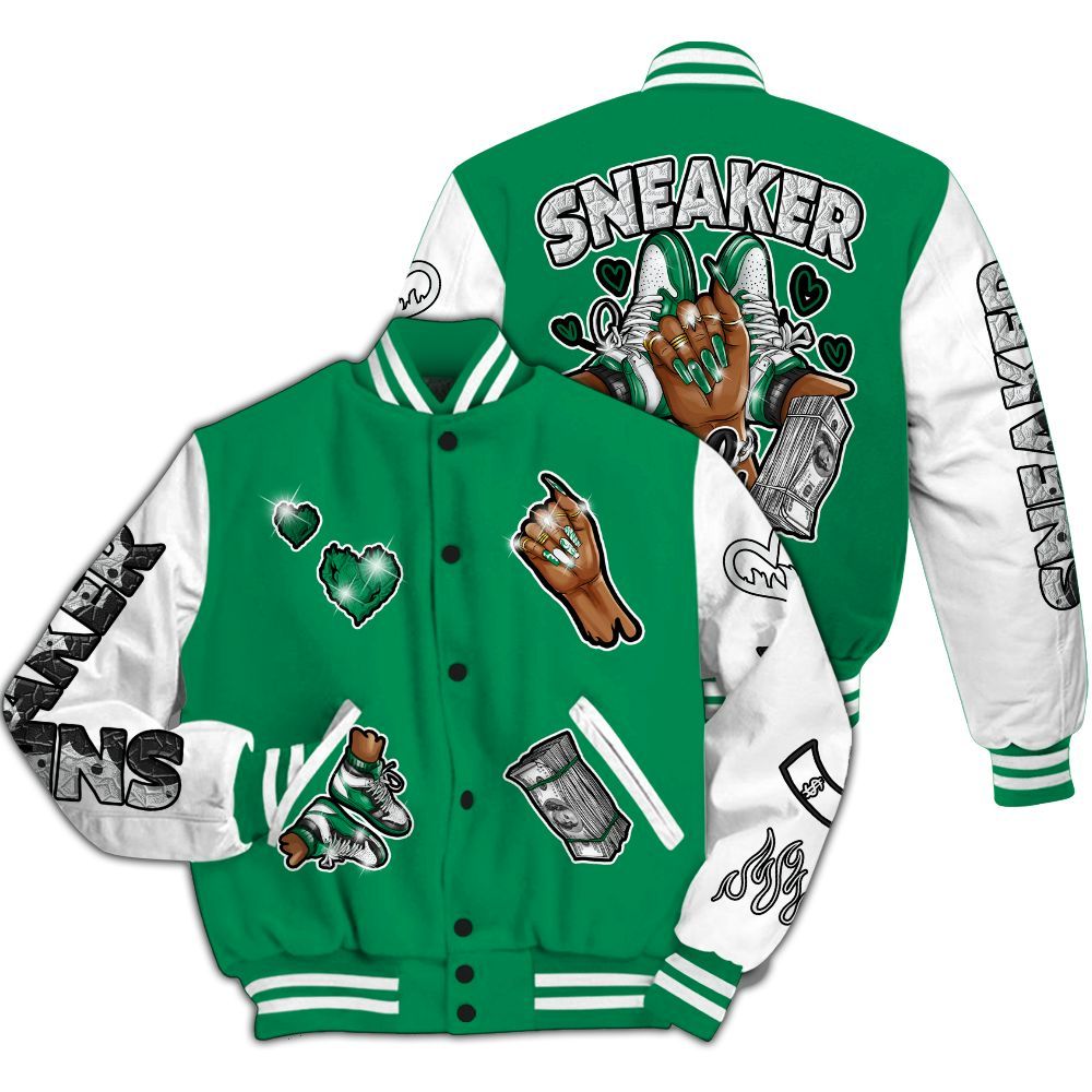 Varsity Jacket To Match Mid Lucky Green 1s - Sneakerz Girlz All Over Print