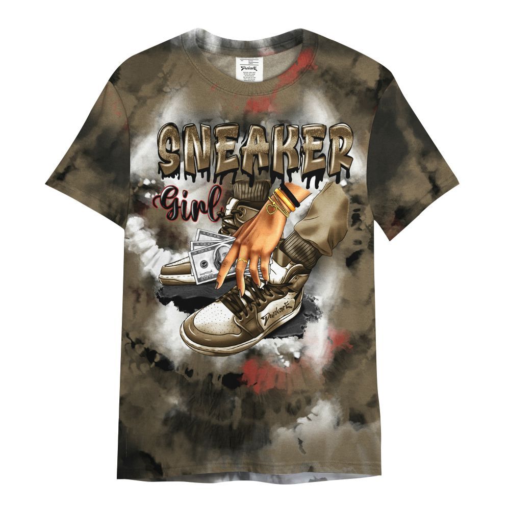 Shirt To Match Olive 9s - SNEAKER Girl Money Drip Tie Dye All Over Print
