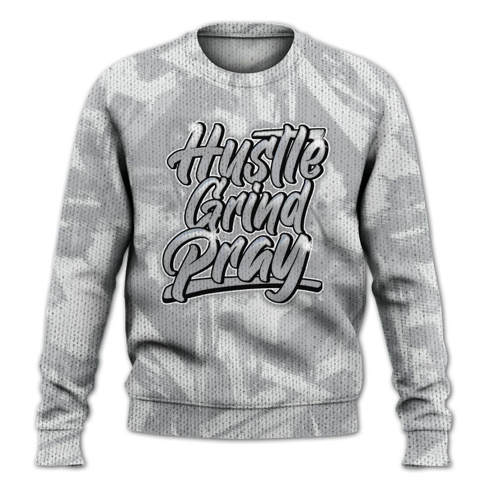 Knitted Sweater To Match Low OG Wolf Grey 1s - Hustles And Prayer Graphic Halftone