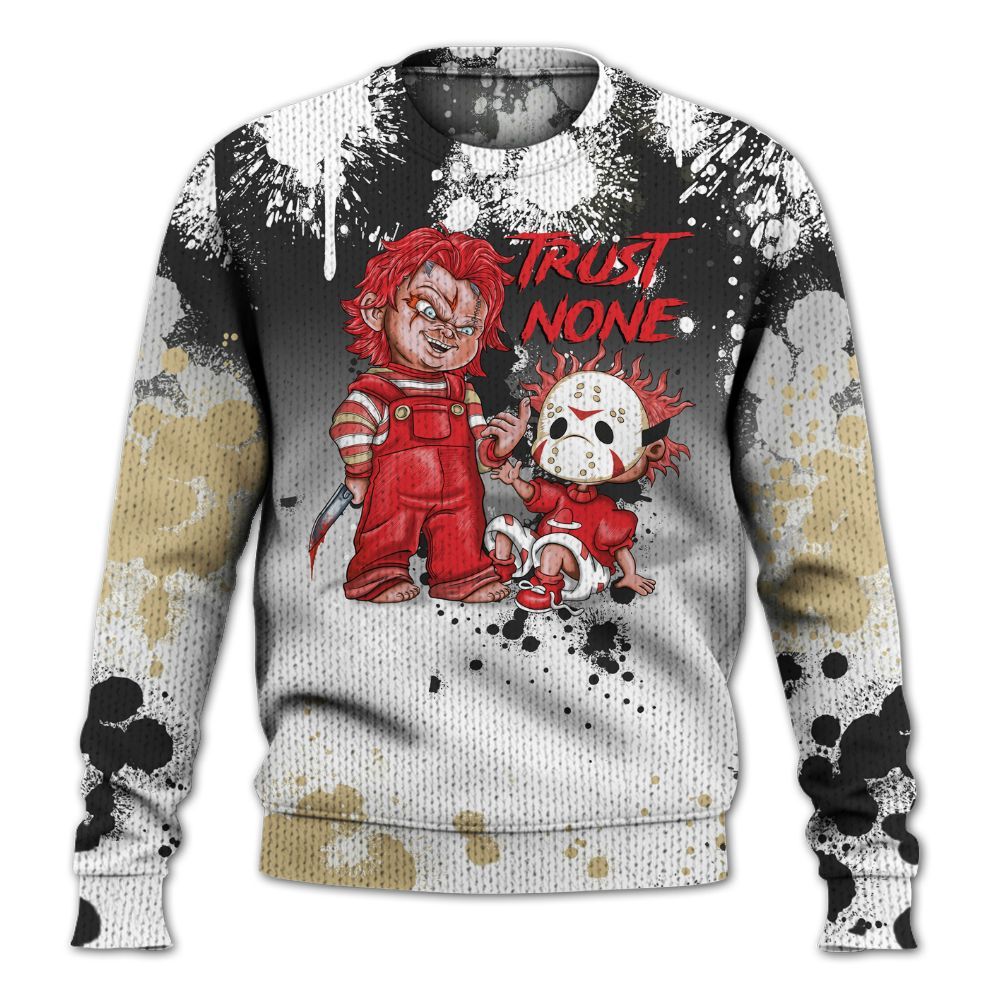 Knitted Sweater To Match Prime 93 Fire Red - Trust No One Scary