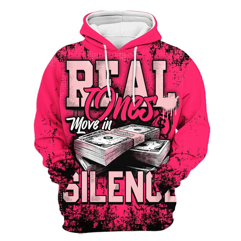 Hoodie To Match A'One Hyper Pink Shirt, Move In Silence Money Street Retro All Over Print