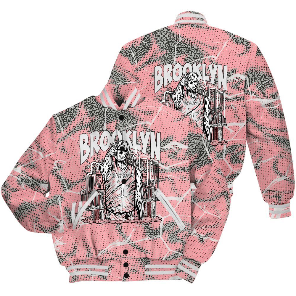Varsity Jacket To Match Retro Wings 3s Shirt - Brooklyn's Skeleton Crack All Over Print