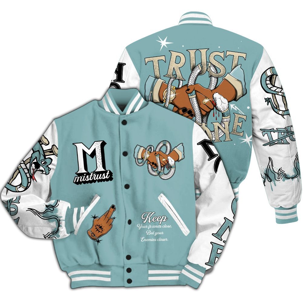 Varsity Jacket To Match Dunk Low Glacier Blue Pale Ivory - Trust No One Snake-Bite Street Style All Over Print