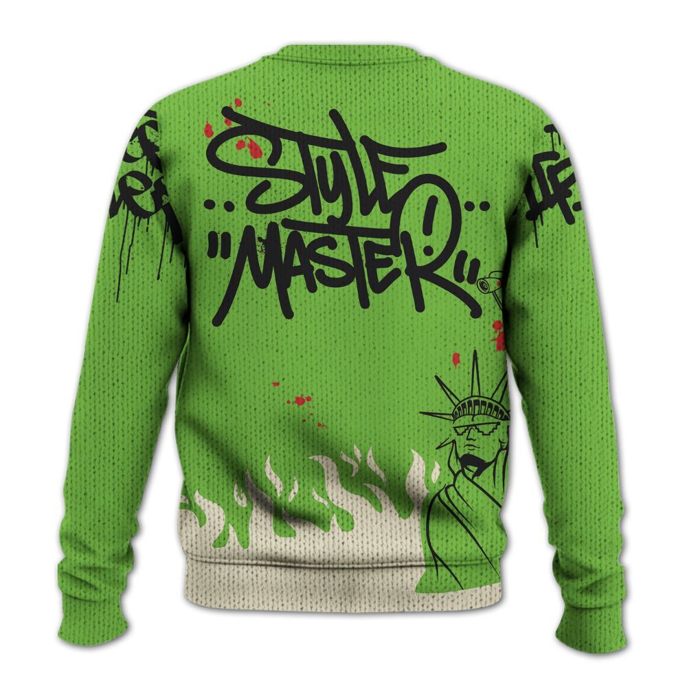 Knitted Sweater To Match Air Max Waffle SP Action Green - Graphic Fck Around Find Out