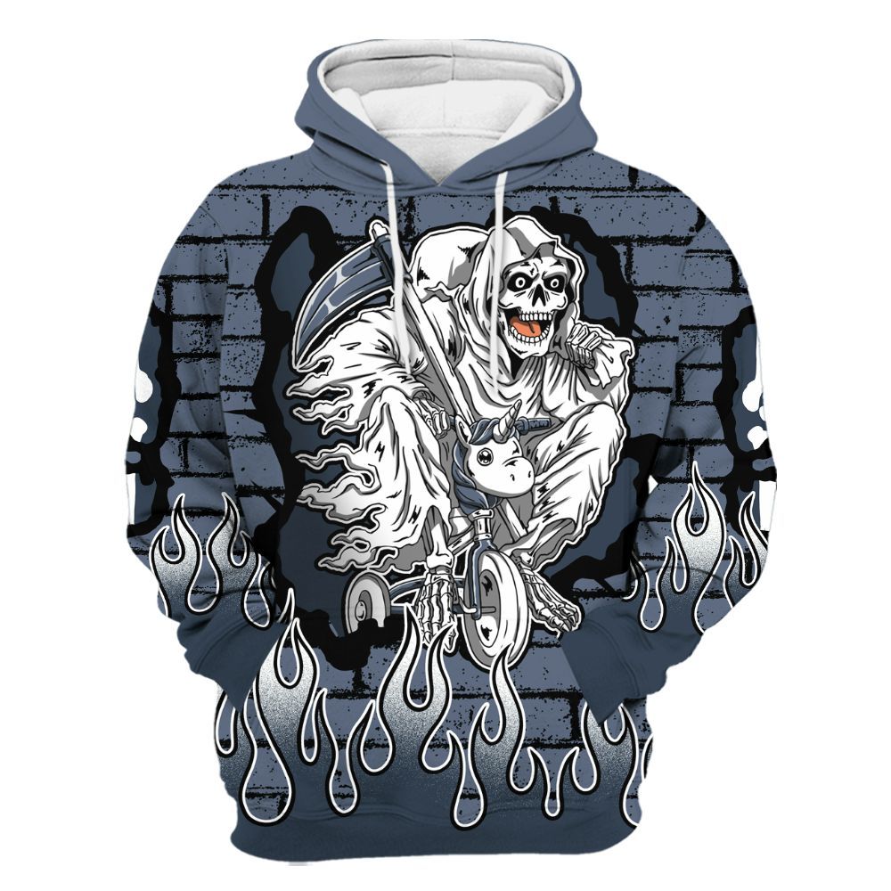 Hoodie To Match Low Diffused Blue 11s - Self Make Skeleton Crashed All Over Print