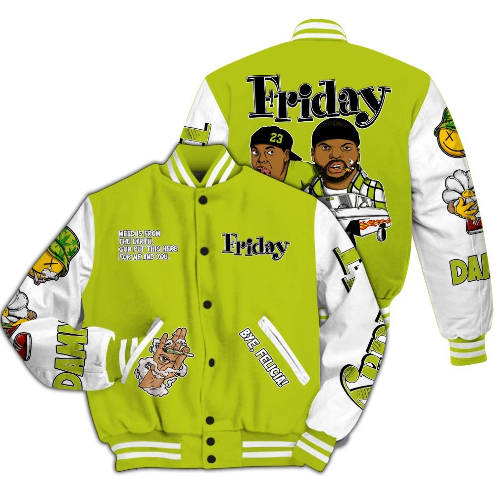 Varsity Jacket To Match Bright Cactus 13s - Friday Sneaker Stress Style All Over Print