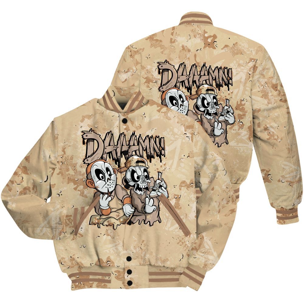 Varsity Jacket To Match Desert Camo 3s Shirt - Damn Shoe Graphic Heart Grunge All Over Print