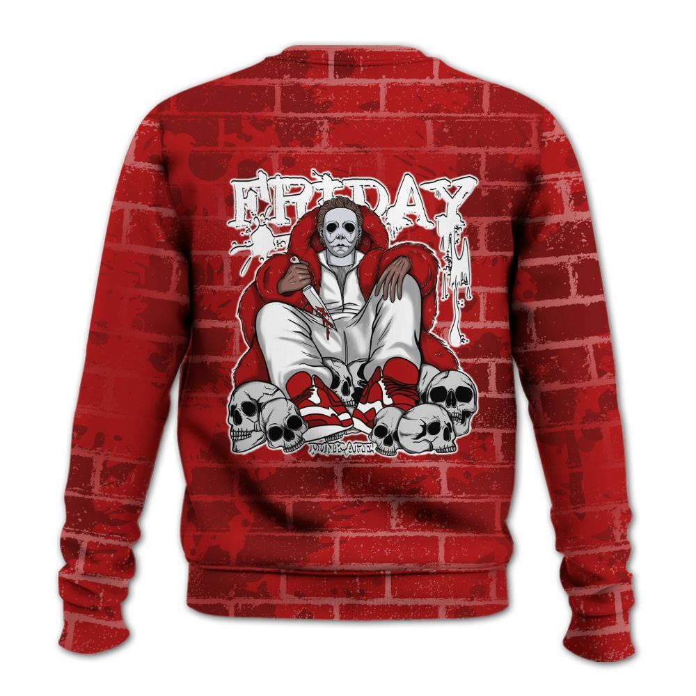 Sweatshirt To Match Red Taxi 12s - Friday Brick All Over Print