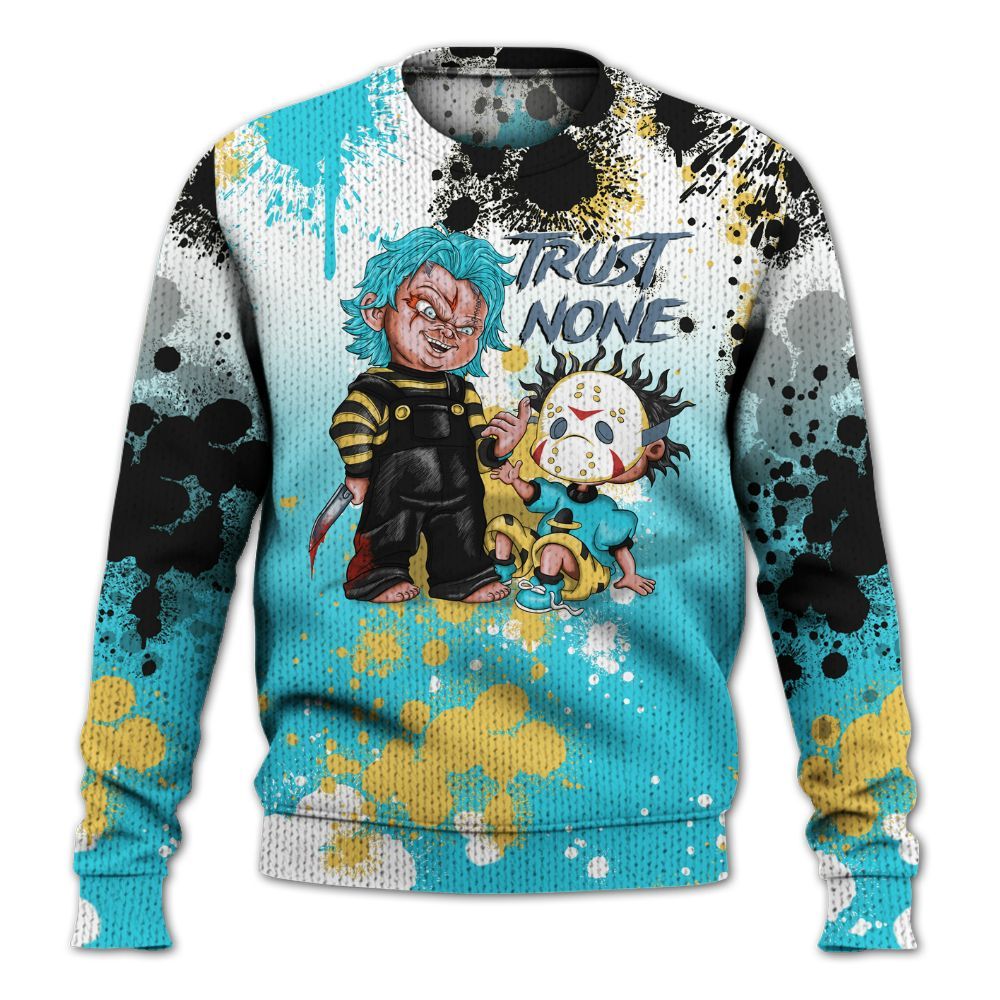 Sweater To Match Retro Gamma Blue 11s - Trust No One Scary Graphic