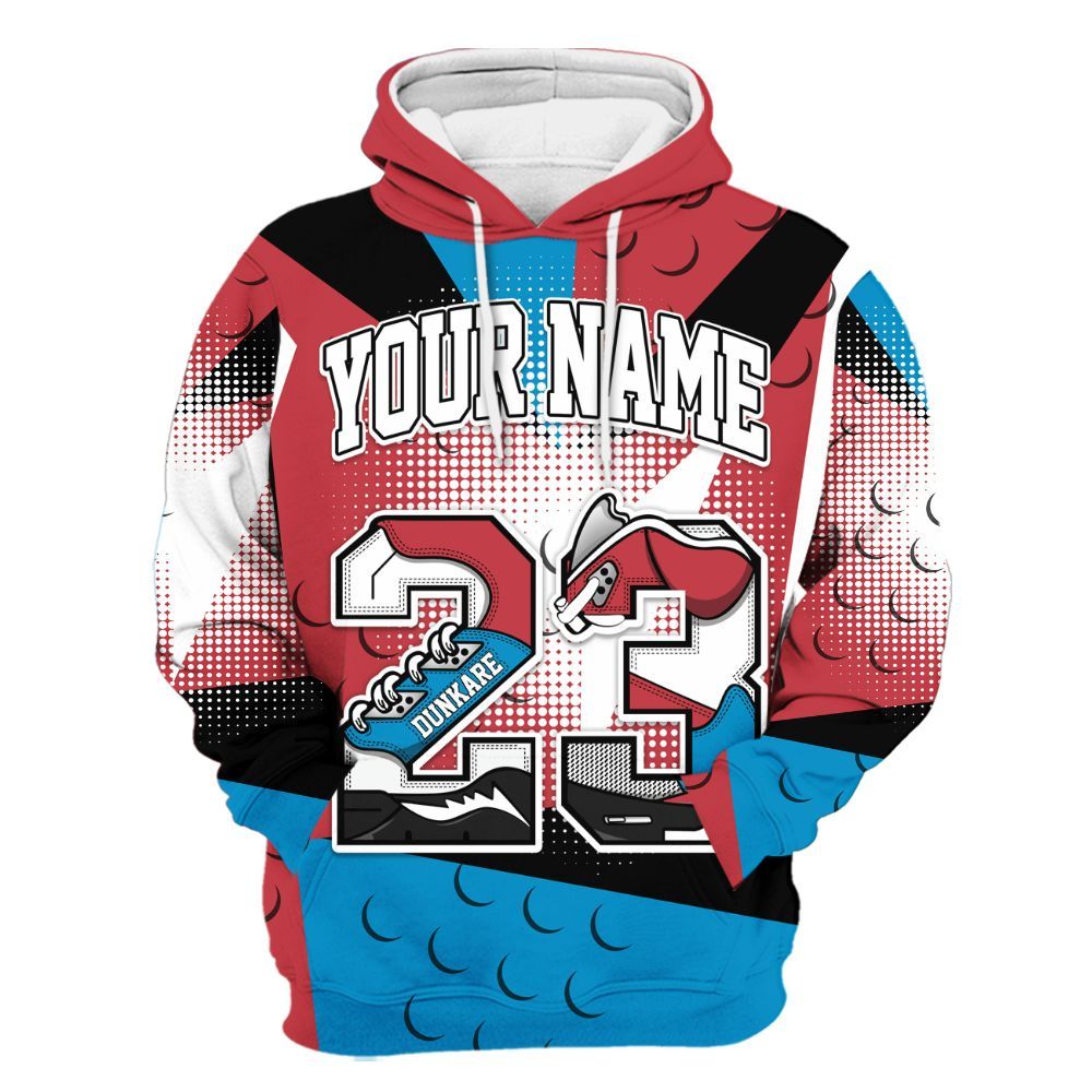 Hoodie To Match High OG University Red Dark Powder Blue 1s - Poly Custom Name Number 23 5s All Over Print