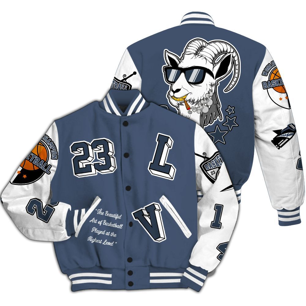 Varsity Jacket To Match Low Diffused Blue 11s - The GOAT Got Em Streetwear All Over Print