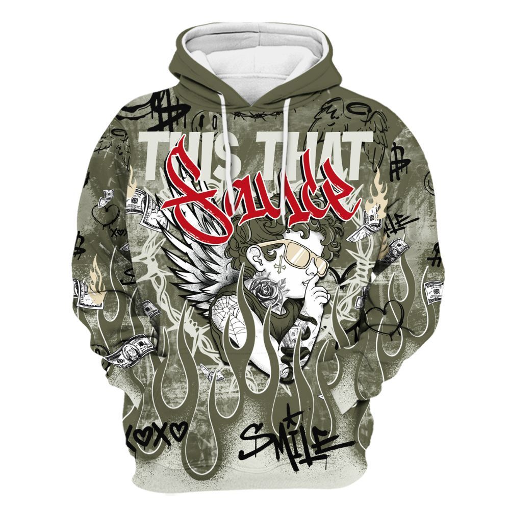 Hoodie To Match Travis Scott Low OG Medium Olive 1s - This That Sauce Angel All Over Print