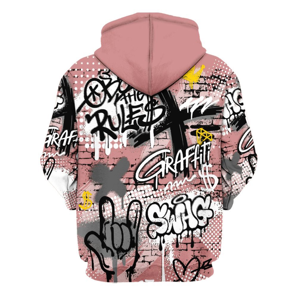 Hoodie To Match Low OG Rust Pink 1s - True It Real Graffiti Streetwear All Over Print