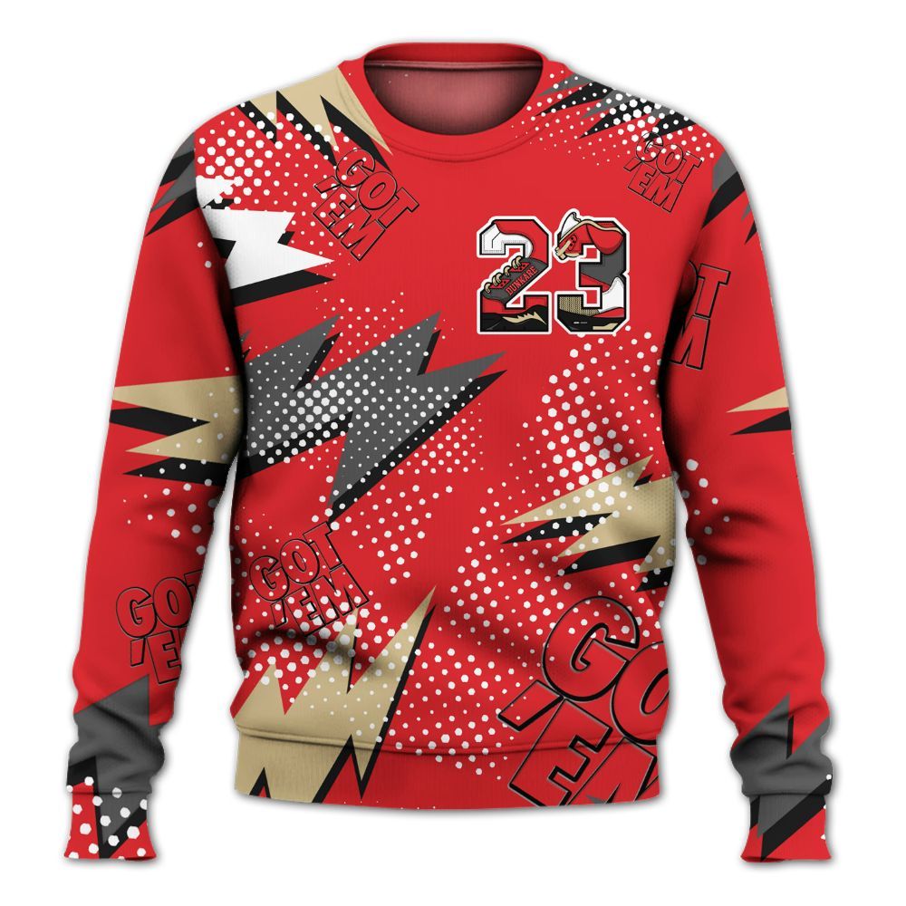 Sweatshirt To Match Prime 93 Fire Red - Custom Name Number 23 5s All Over Print
