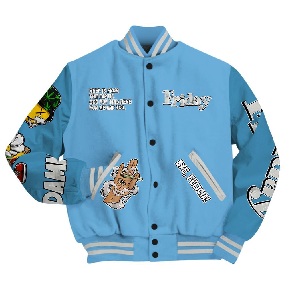 Varsity Jacket To Match SB Dunk Low University Blue Shirt, Friday Sneaker Stress Style All Over Print