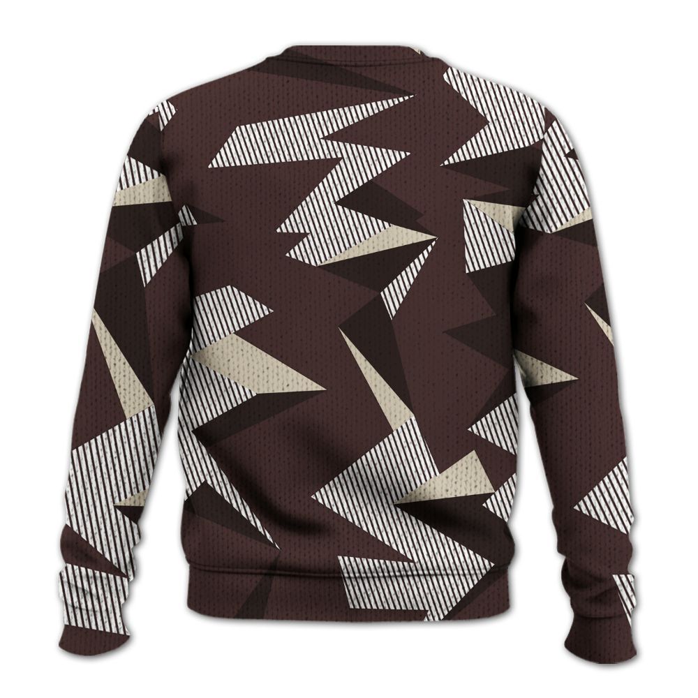 Knitted Sweater To Match Burgundy Crush 3s - Geometric Camouflage Pattern