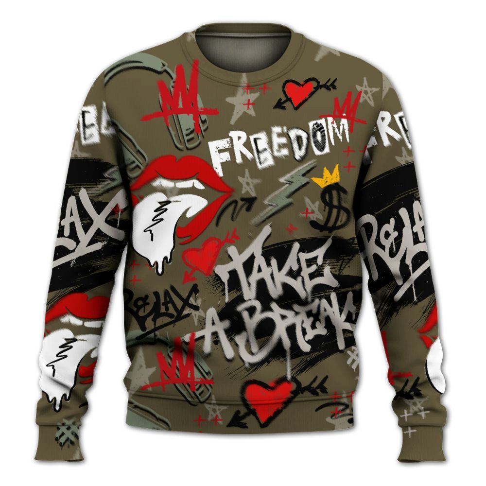 Sweatshirt To Match Dunk Low Year Of The Snake - Take Break Freedom Graffiti Streetwear All Over Print