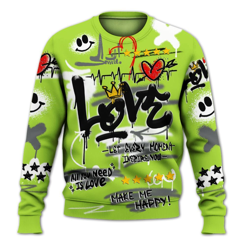 Dunkare Air Max 95 Neon Shirt, Happy Love Beats Graffiti Streetwear All Over Print Unisex Sweatshirt