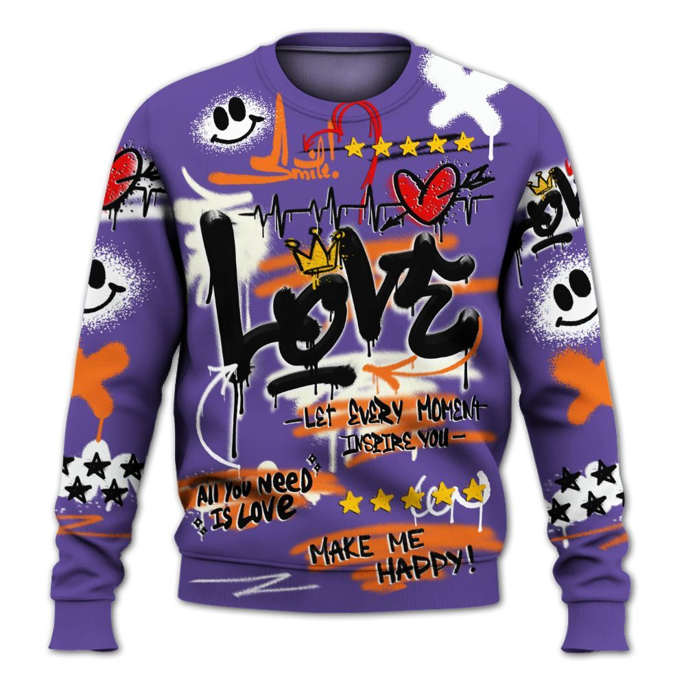 Sweatshirt To Match Air Max Waffle SP Voltage Purple - Happy Love Beats Graffiti Streetwear All Over Print
