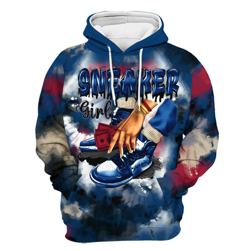 Hoodie To Match Rare Air 4s - SNEAKER Girl Money Drip Tie Dye All Over Print