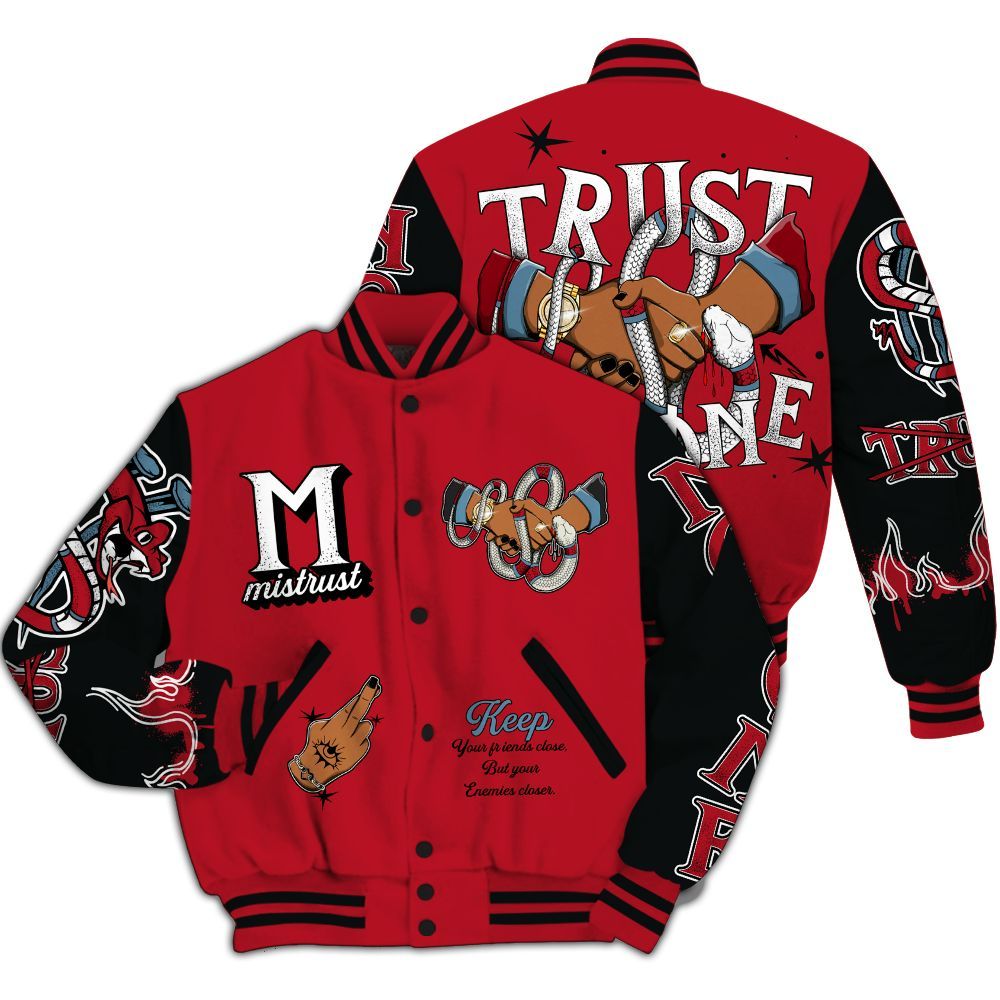 Varsity Jacket To Match Retro Raging Bull 5s - Trust No One Snake-Bite Street Style All Over Print