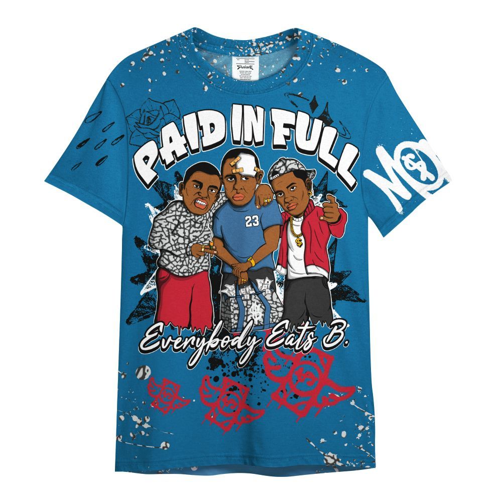 Shirt To Match OG True Blue 3s - Everybody Paid In Full Crayon All Over Print