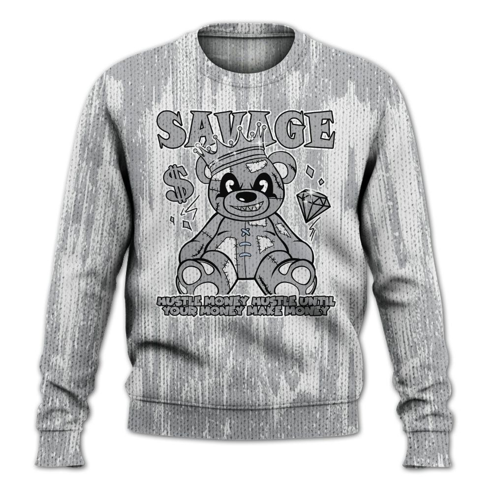 Knitted Sweater To Match Low OG Wolf Grey 1s - Savages Bear Glitch Art