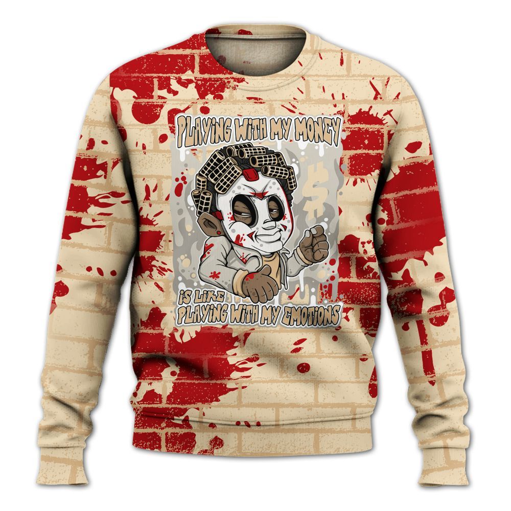 Sweatshirt To Match Dunk Low Strawberry Waffle - Playing With My Money Graphic Halloween All Over Print