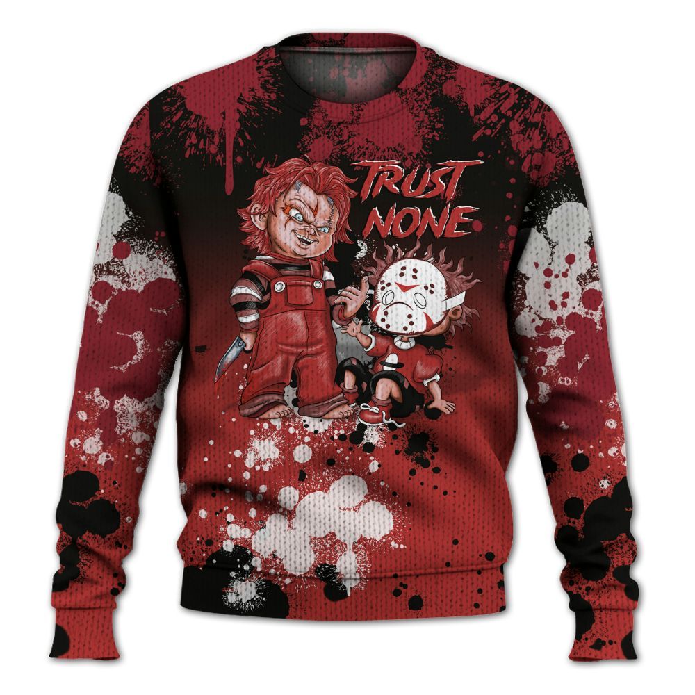 Knitted Sweater To Match Bred Reimagined 4s - Trust No One Scary
