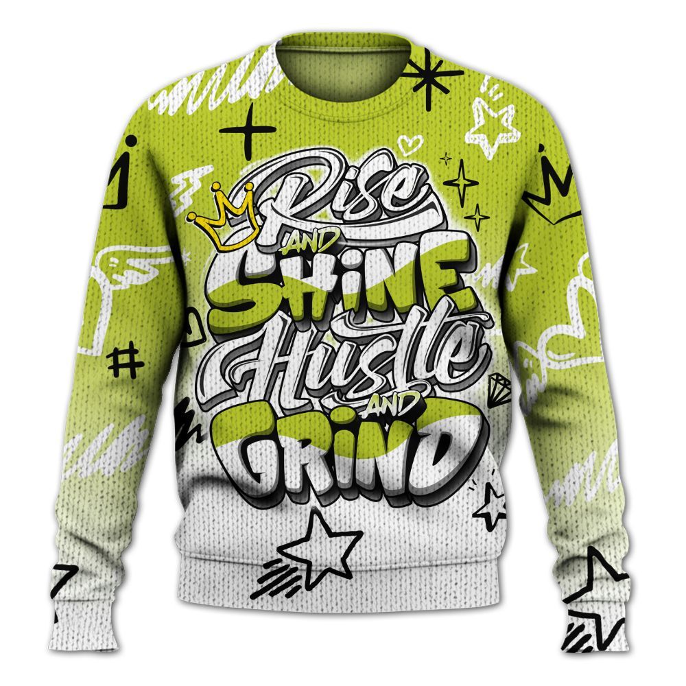 Knitted Sweater To Match Bright Cactus 13s - Rise Shine Hustle Grind