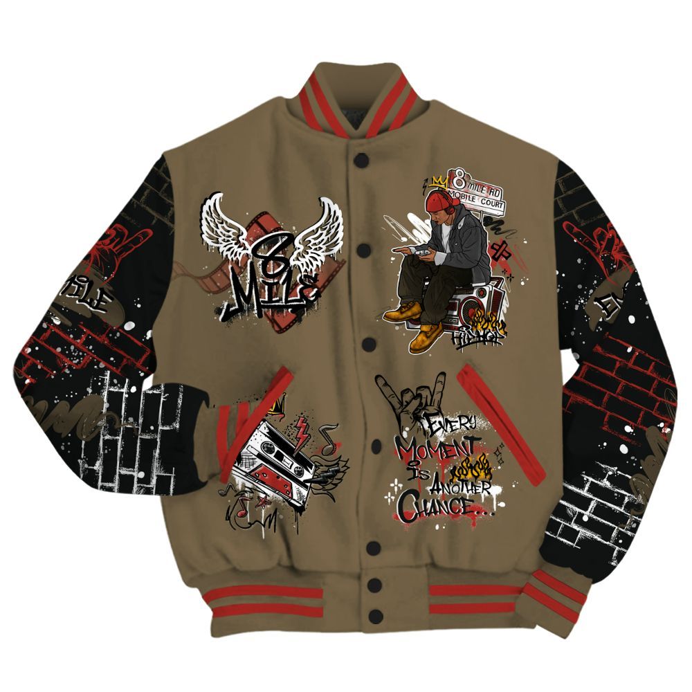 Varsity Jacket To Match Olive 9s - 8Mile Movie Graffiti All Over Print