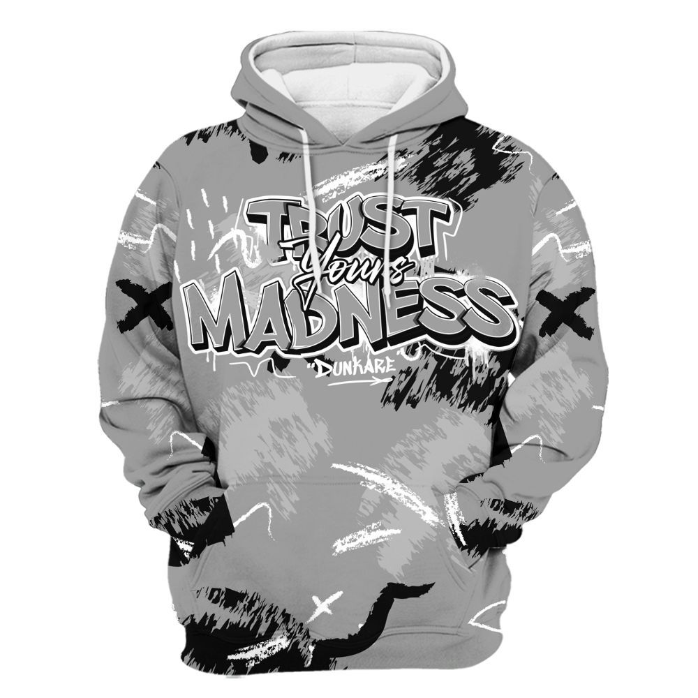Hoodie To Match Black Wolf Grey 12s - Trust Your Madness Retro All Over Print