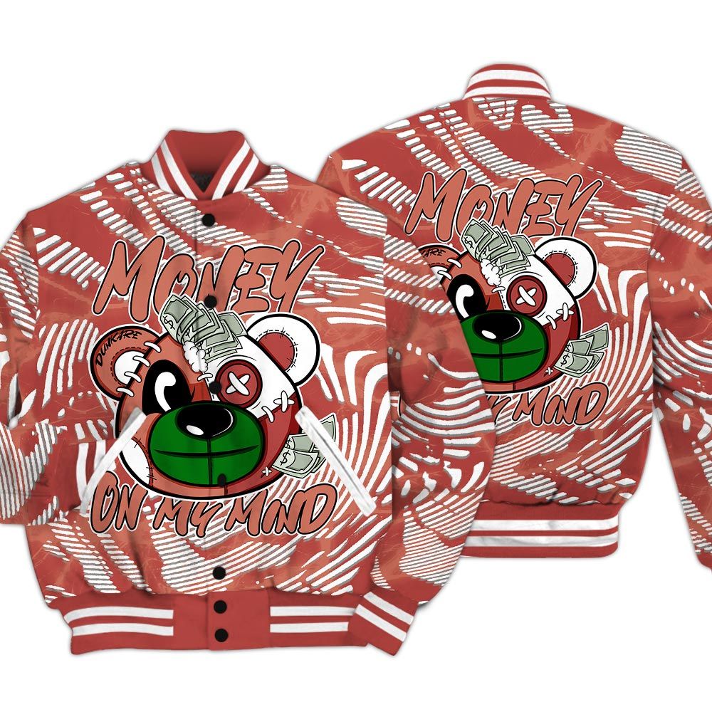 Varsity Jacket To Match Dune Red 13s - Money On My Mind Bear Fume Varsity Jacket Unisex