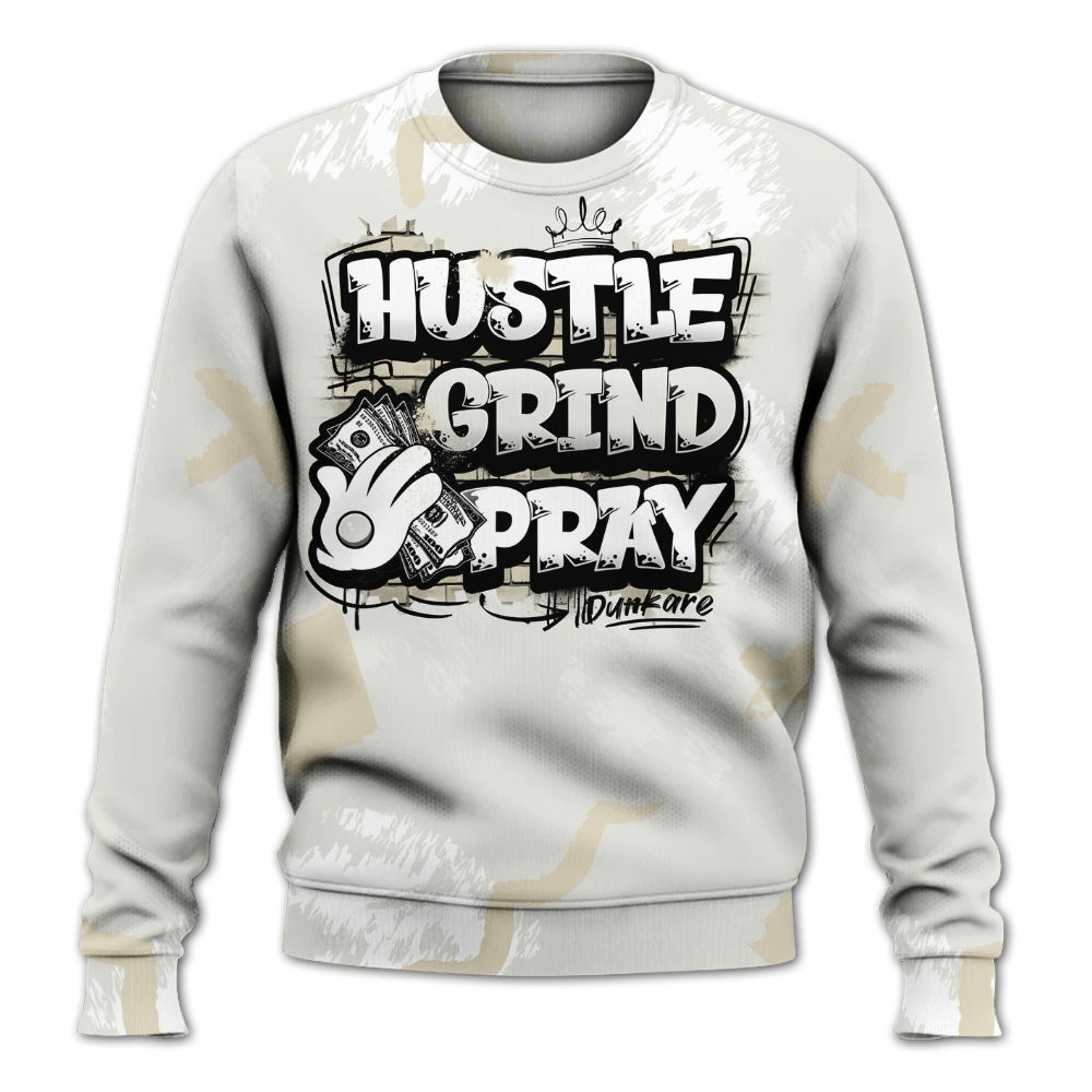 Sweatshirt To Match Grand Finale 11s Shirt, Hustle Grind Pray Graphic Street Style All Over Print