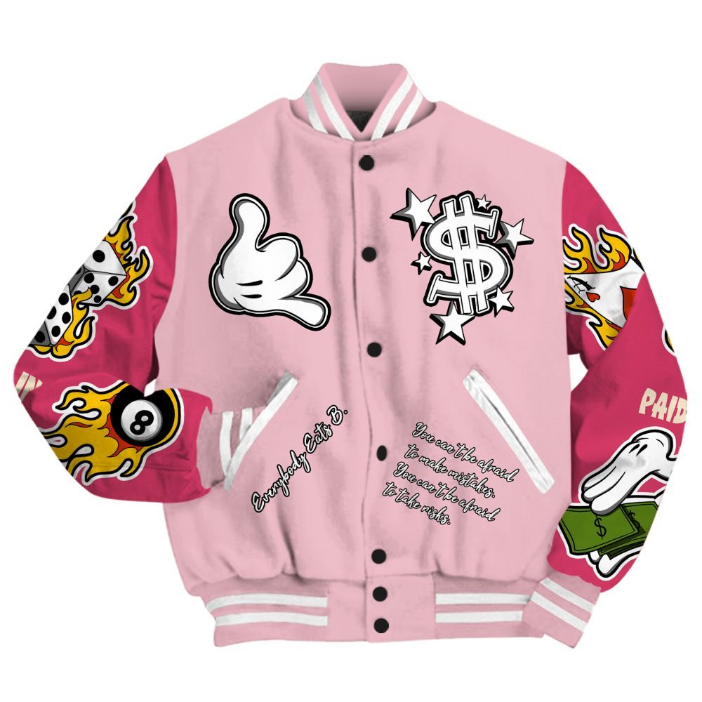 Varsity Jacket To Match Low OG Tropical Pink 1s - Everybody Paid In Full Graphic All Over Print