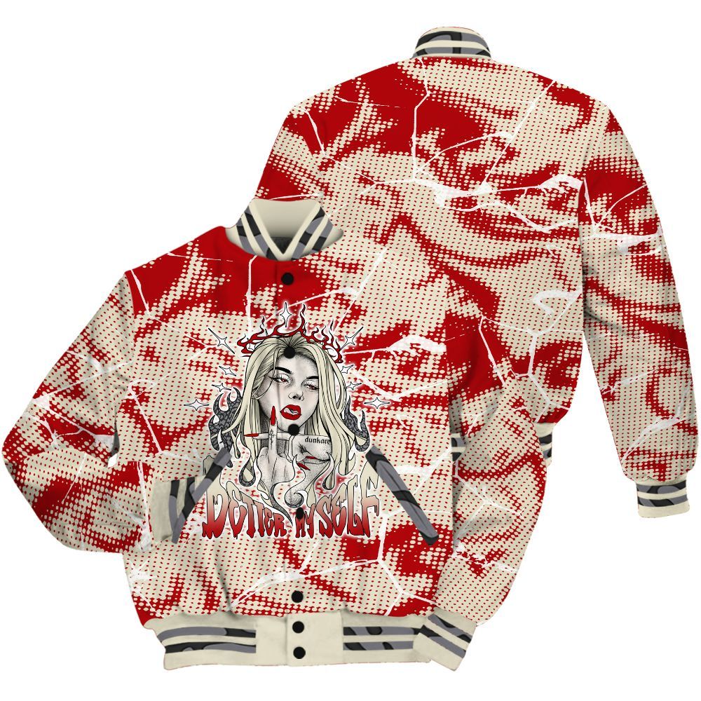 Varsity Jacket To Match Cement Grey 3s Shirt - My-Self Crack Unique All Over Print