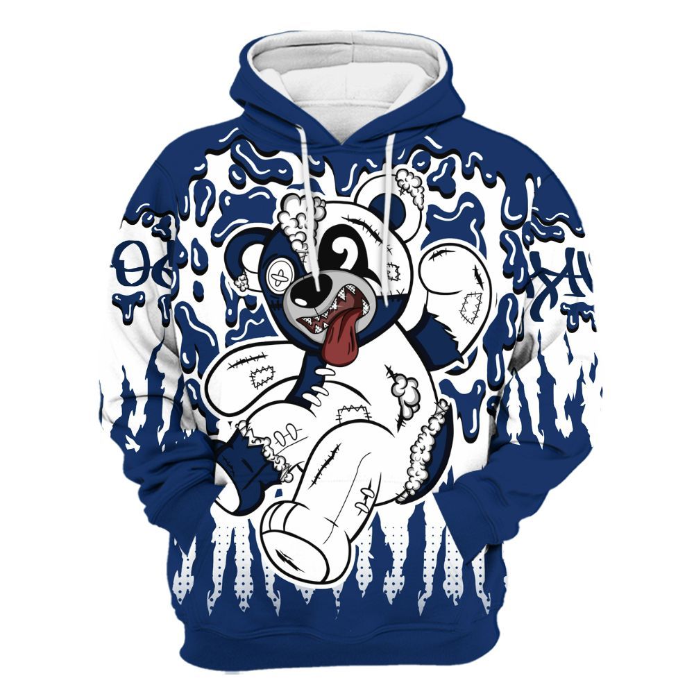 Hoodie To Match High OG Deep Royal Blue 1s - Havok Bear Dripping All Over Print