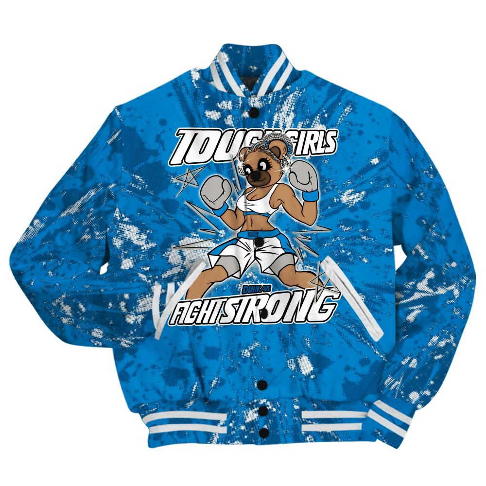 Varsity Jacket To Match Military Blue 4s Shirt - Gritty Girls Bear Luxury All Over Print
