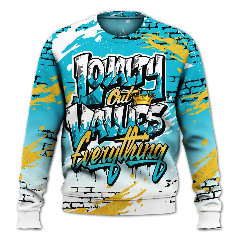 Sweatshirt To Match Retro Aqua 5s - Values Of Loyalty Drip All Over Print